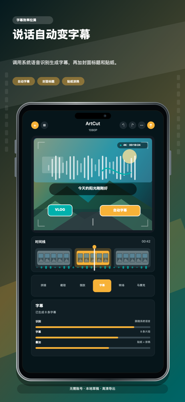 ArtCut captions screenshot