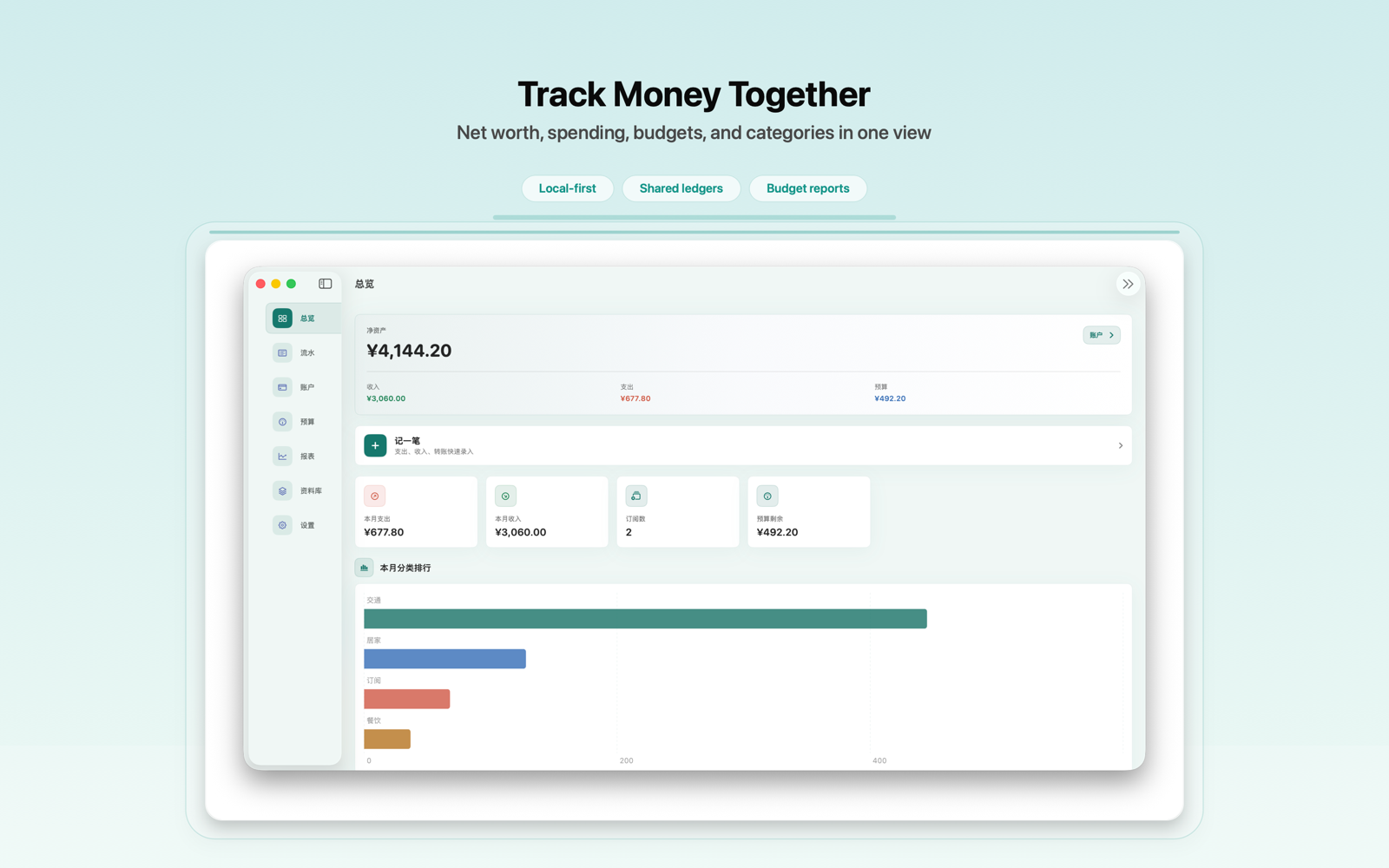 easyTallys Mac dashboard screenshot