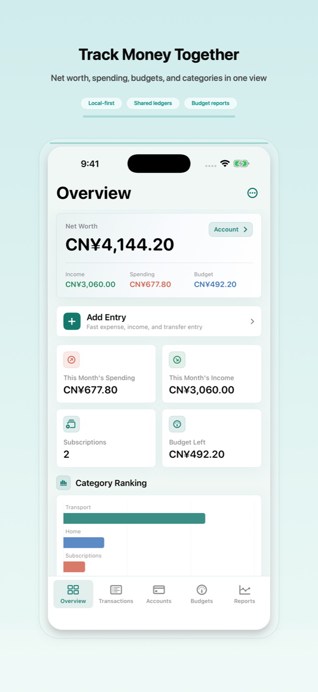 easyTallys iPhone dashboard